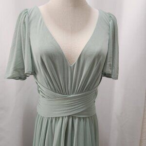 Soft mint green full length gown dress